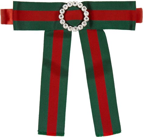 Gucci: Red & Green Jewelled Web Neck Bow 